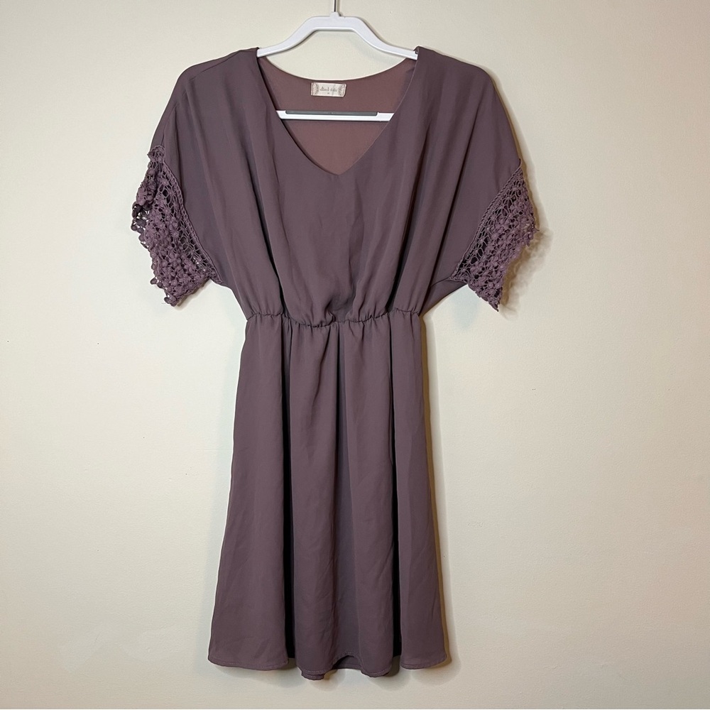 Altar'd State mini purple dress boho sleeves v-neck cinch waist women's medium